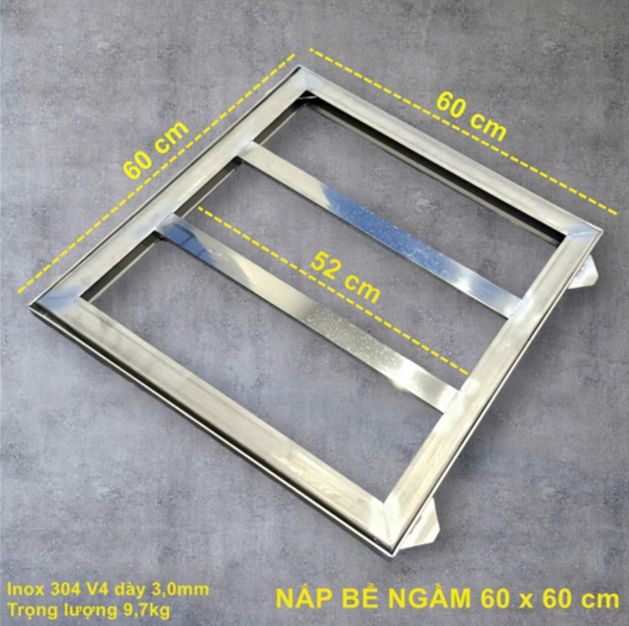 Nắp bể nước ngầm inox 60x60